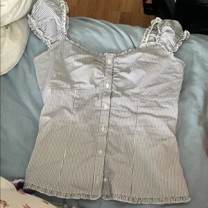 Hollister Black and White Striped Blouse